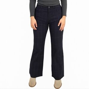 Haband Dark Grey Plaid Flared Leg Cotton Pants Size 24